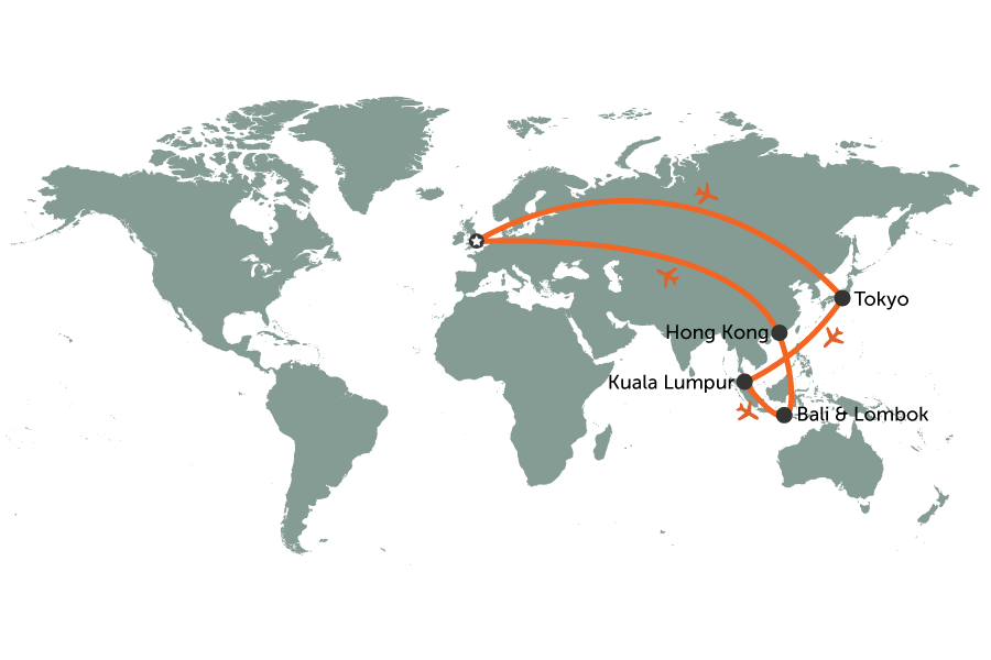 Tokyo, Kuala Lumpur, Bali and Hong Kong Holiday | Map | Travel Nation