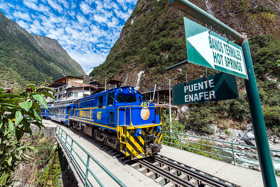 A train at Aguas Calientes, Peru