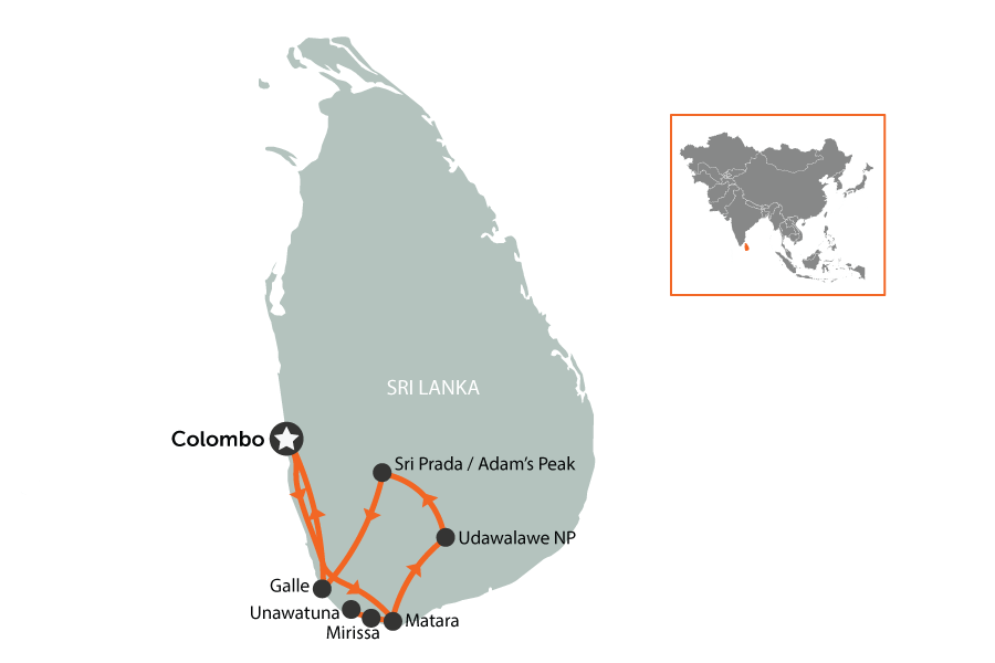 Sri Lanka: Rotis, railways & relaxation | map