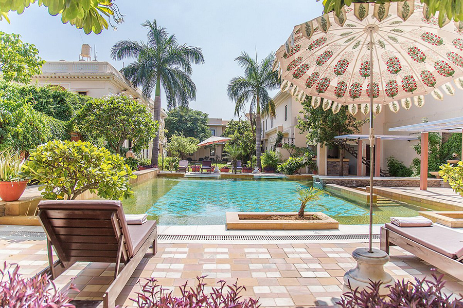 Relax by the pool at the Royal Heritage Haveli in Jaipur | Photo credit: Royal Heritage Haveli Relax by the pool at the Royal Heritage Haveli in Jaipur | Photo credit: Royal Heritage Haveli
