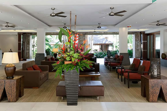 The lobby at the Pullman Palm Cove Sea Temple Resort & Spa