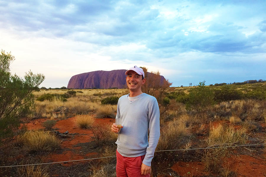 Graham at Uluru as part of the Ghan train journey | Travel Nation