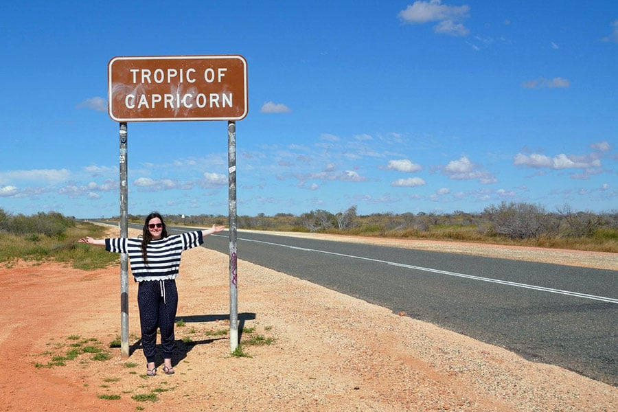 You'll cross the Tropic of Capricorn on your journey north