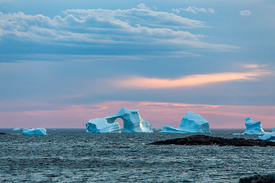 Watch huge icebergs float past your window on Fogo Island