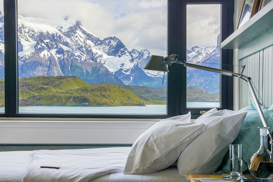 Wake to up glorious views in the Explora Patagonia | Photo credit: Explora Hotels