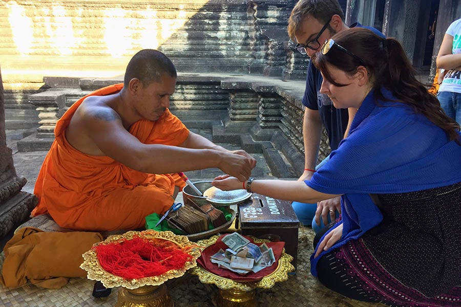 George received a blessing at Angkor Wat