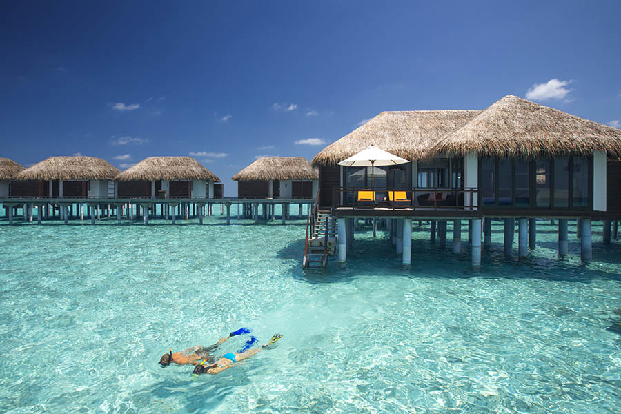 Go snorkelling from your overwater bungalow