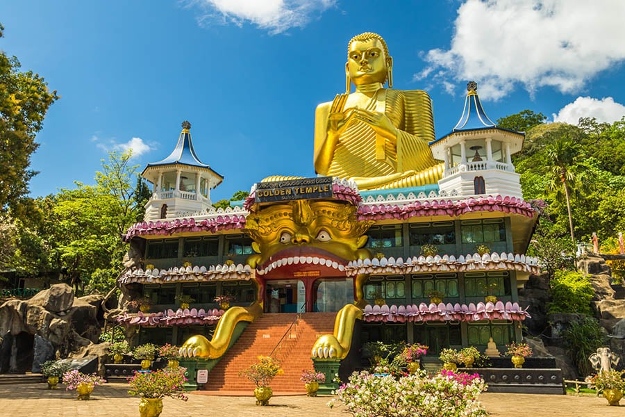 Discover a whole host of shimmering sights like the Golden Temple at Dambulla