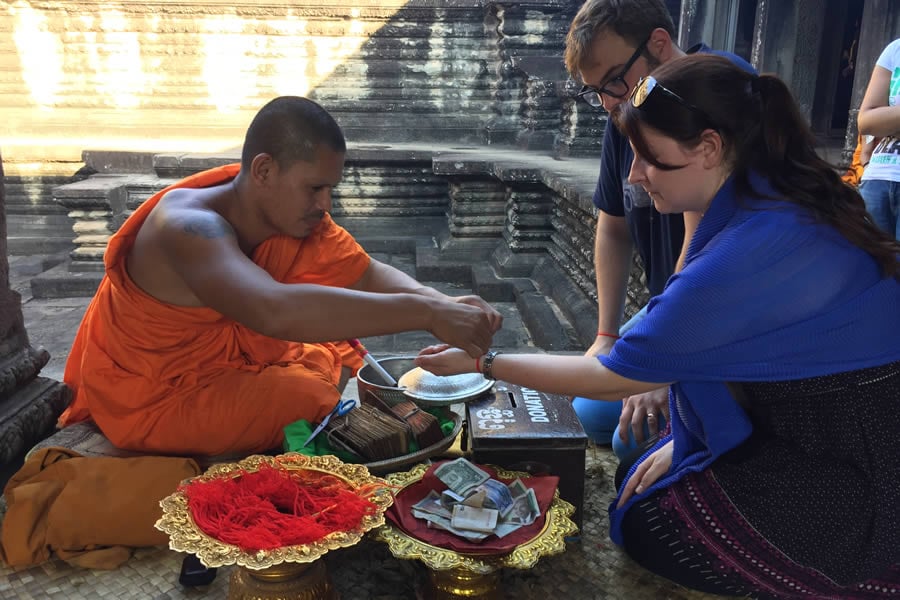 Buddhist blessing at Angkor Wat