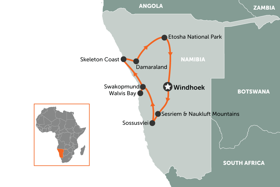 A 10 day self-drive through Namibia | map