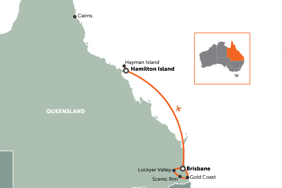 Southern Queensland & Whitsundays In Style | map