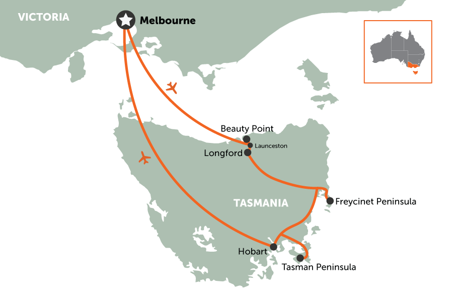 Melbourne & Tasmania Explorer | map