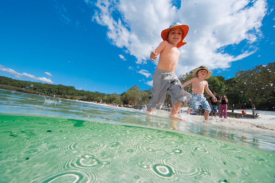 Let the kids run free in the crystal clear waters of Lake Mackenzie | Australia multi-centre holiday