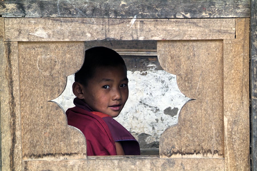 You'll see young Buddhist monks throughout Bhutan