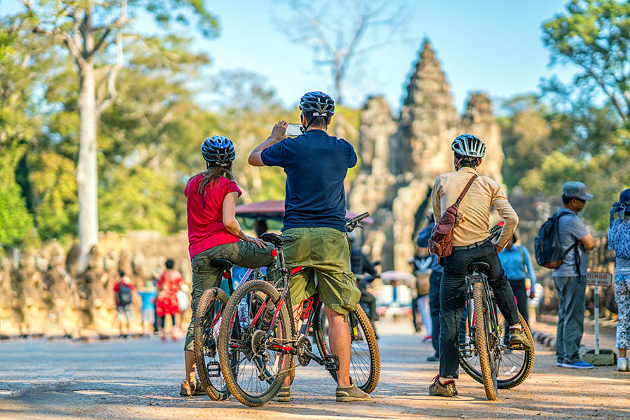 Discover the main sites of Angkor on a leisurely bicycle ride of around 2.5 hours