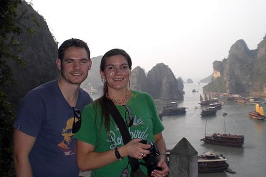 Debs and I, Halong Bay in the background