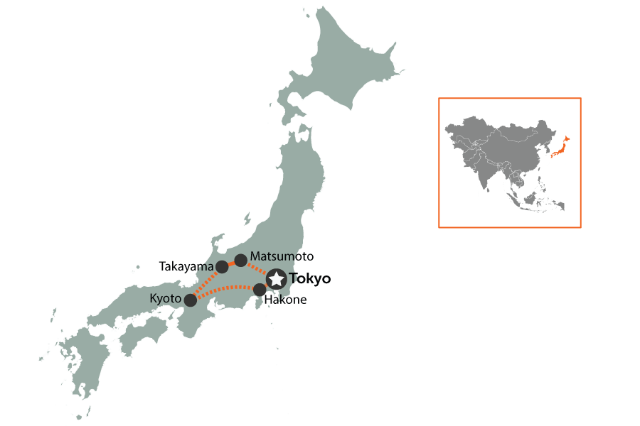 Classic Japan in 2 weeks map