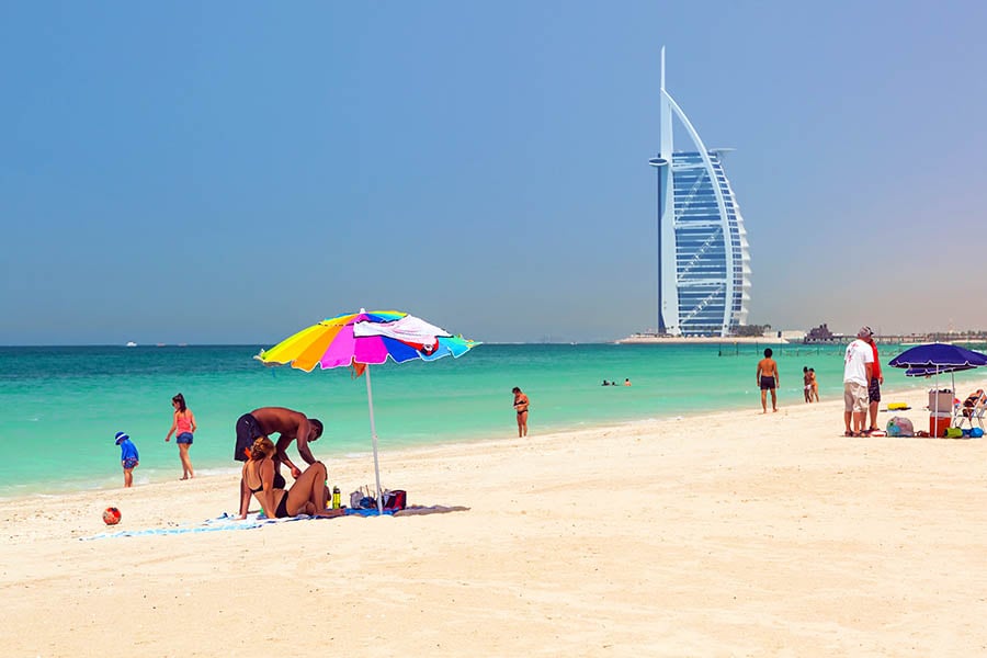 Relax on Jumeirah Beach and swim in the warm waters