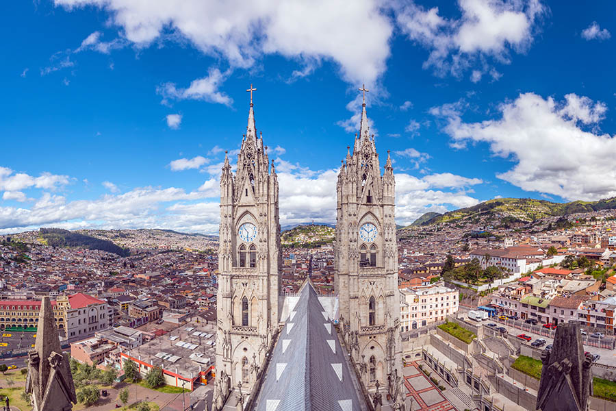 Discover Quito's picturesque plazas, cobbled streets and beautiful 17th century facades