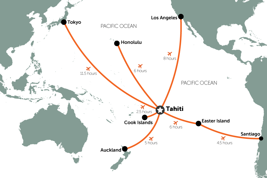 How to get to Tahiti and French Polynesia | map