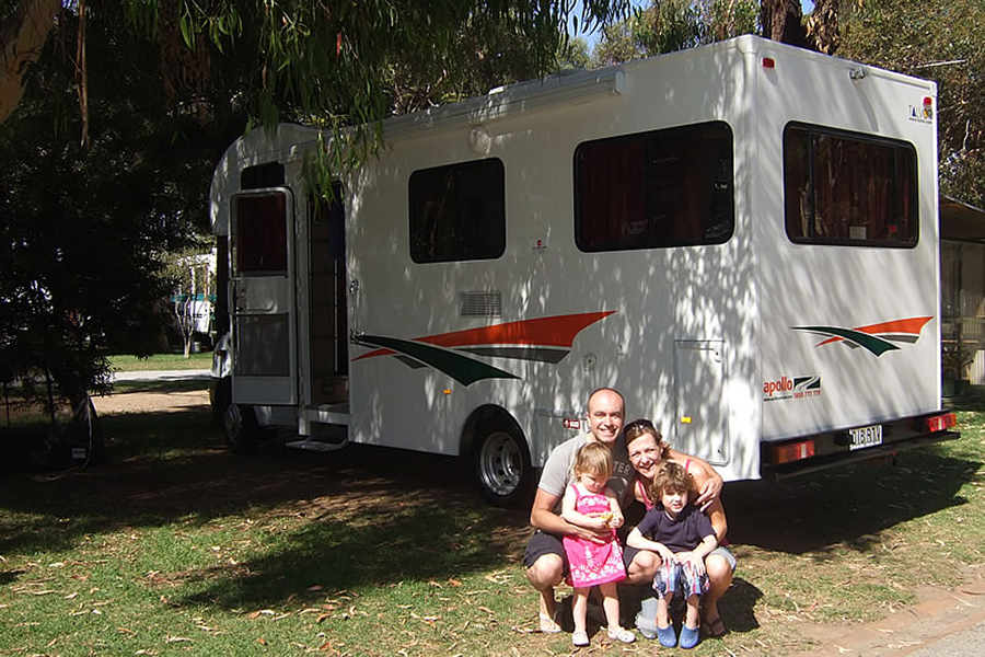 Jonny and family with their campervan