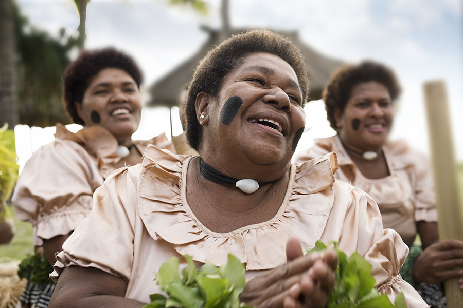 Fijian women sing along