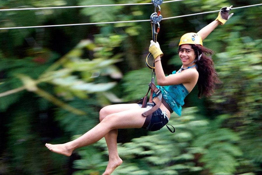 Try your hand at zip-lining in the rainforest