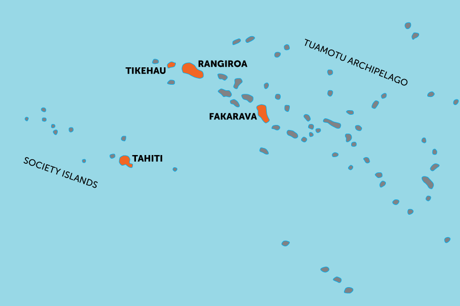 Untouched French Polynesia: Rangiroa, Tikehau and Fakarava | map