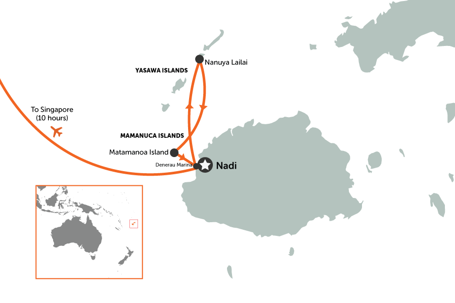Honeymoon Combo – Fiji & Singapore | map