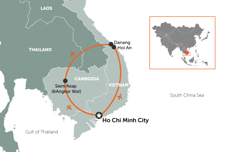 How to combine Vietnam's East coast & Angkor Wat in one trip | map