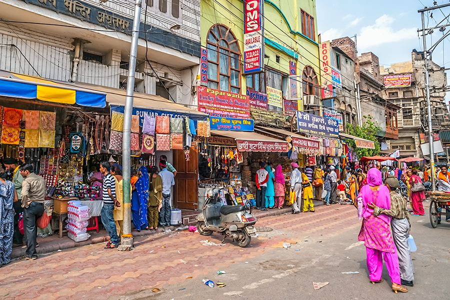 A busy street in Amritsar, India