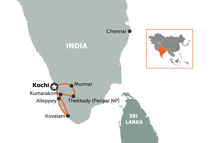 Tranquil Kerala: Southern India in 2 weeks | map