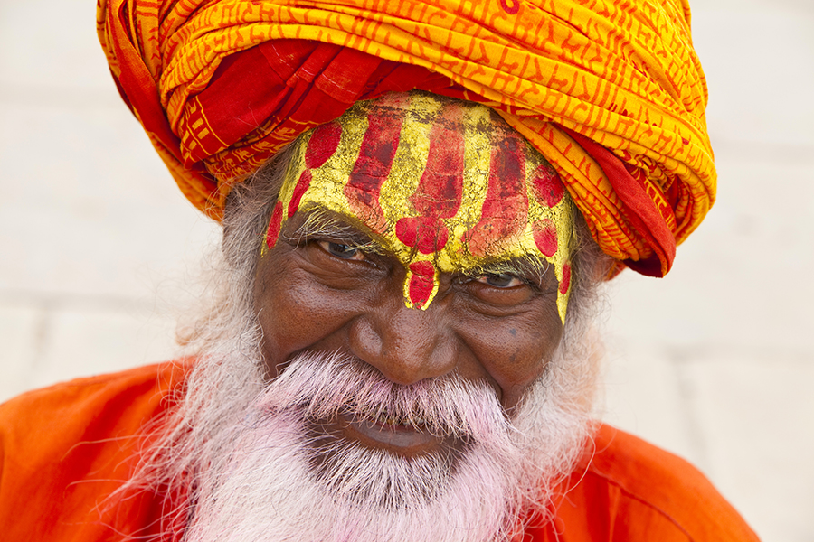A sadhu (holy man) at the ghats, Varanasi, India