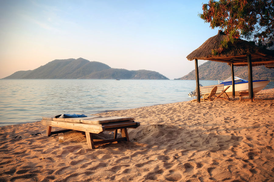 Camp on the shores of Lake Malawi