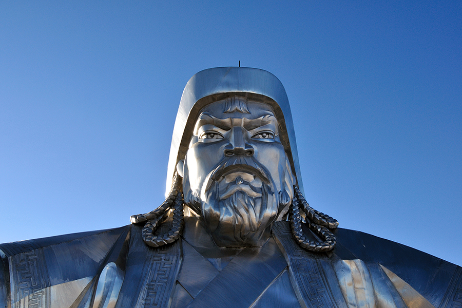 Stop off at the statue complex of Chinggis Khaan situated in Tsonjin Boldog