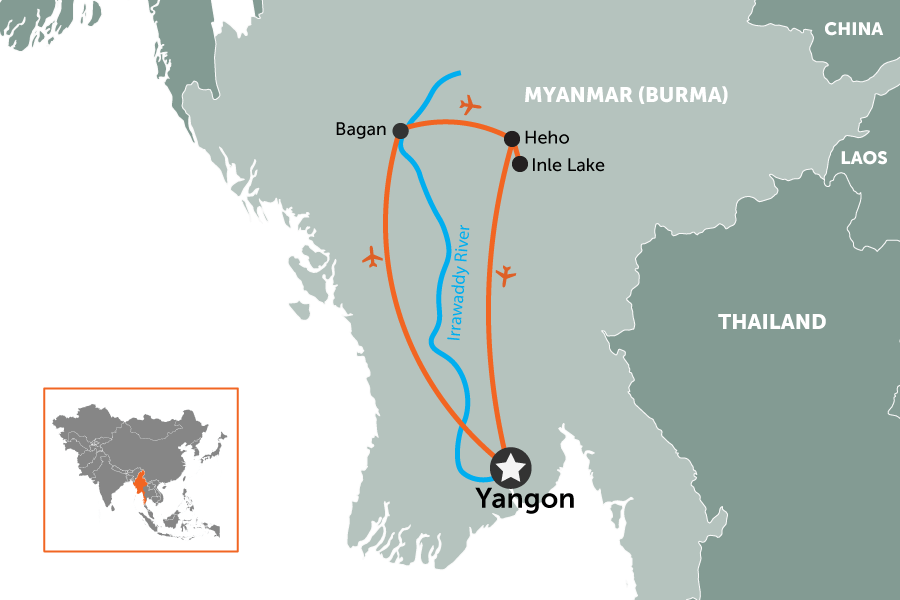 5 days in Myanmar | map