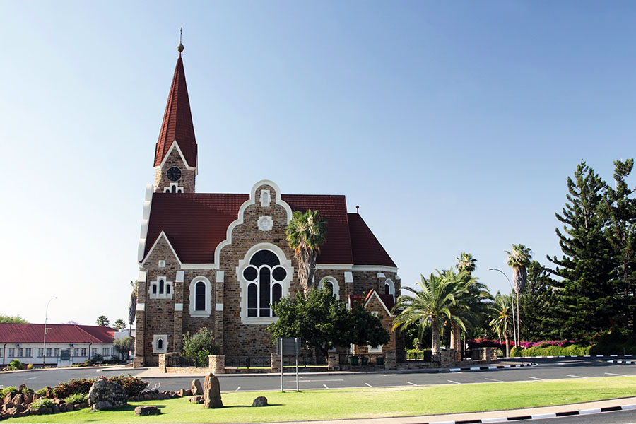 See the German influenced Christ Church in the capital city of Windhoek 