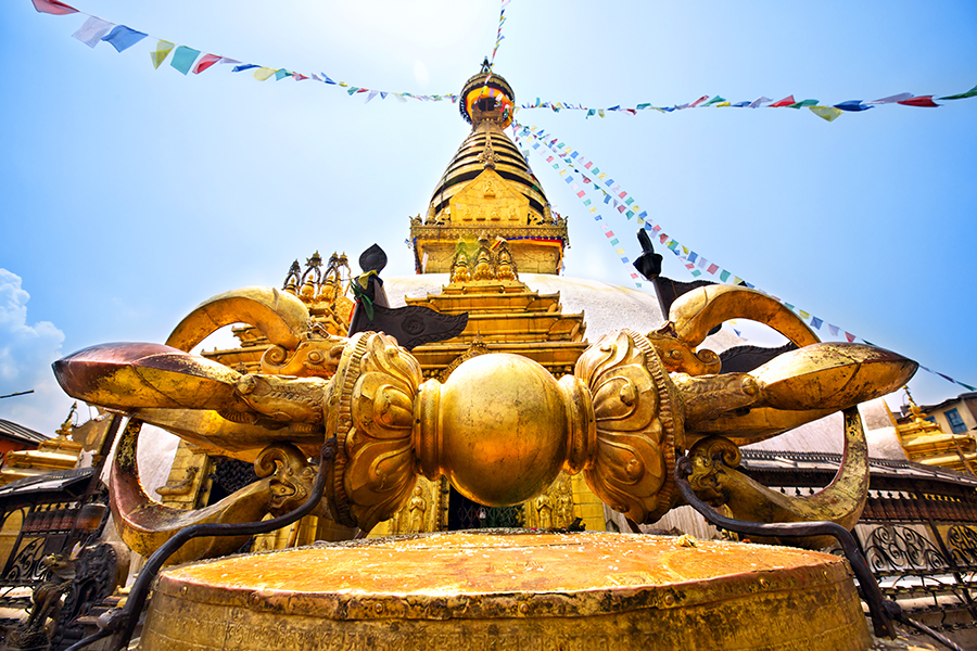 Golden Vajra at Swayambhunath temple in Kathmandu, Nepal 