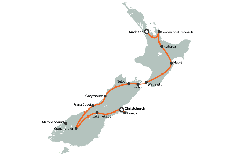 3 Week boutique New Zealand self-drive map