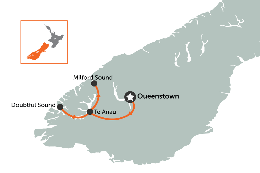 NZ South Island: Milford Sound Extension | map