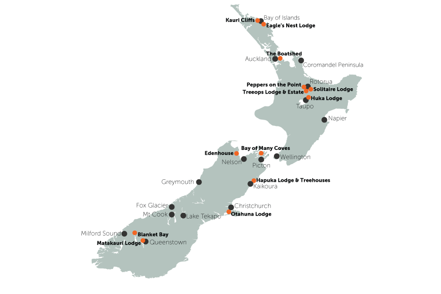 Top 5 New Zealand Luxury Lodges | map