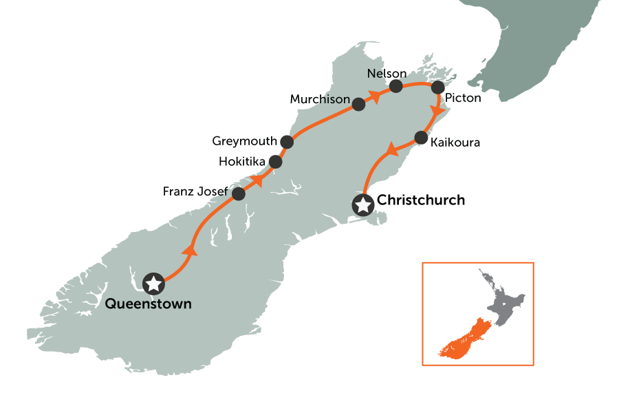 Self Drive NZ: South Island B&B | map