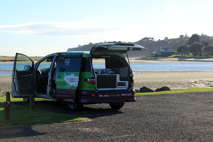 Anna's Jucy camper parked up in New Zealand