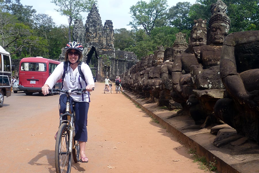 Jackie discovered the temples of Angkor Wat by bike