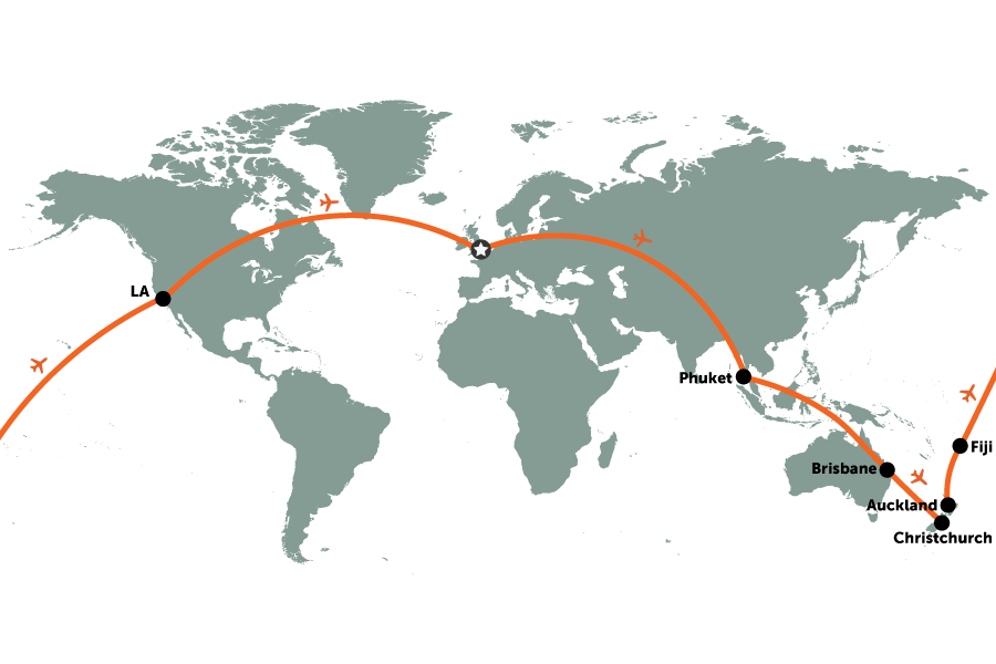 Family trip of a lifetime: Thailand, NZ, Fiji, Australia & USA | map