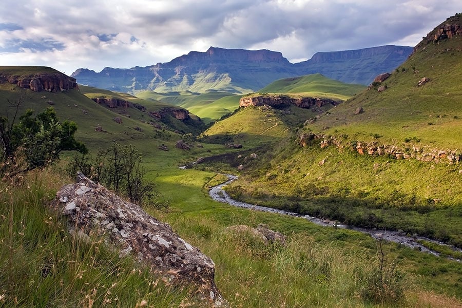 Walk through the dramatic landscape of the Drakensberg area
