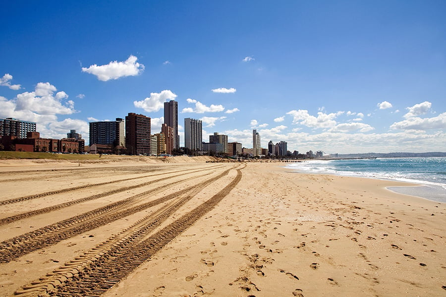 Durban sits on the warm waters of the Indian Ocean