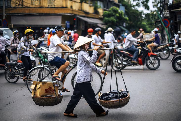 Wander through the busy streets of Hanoi