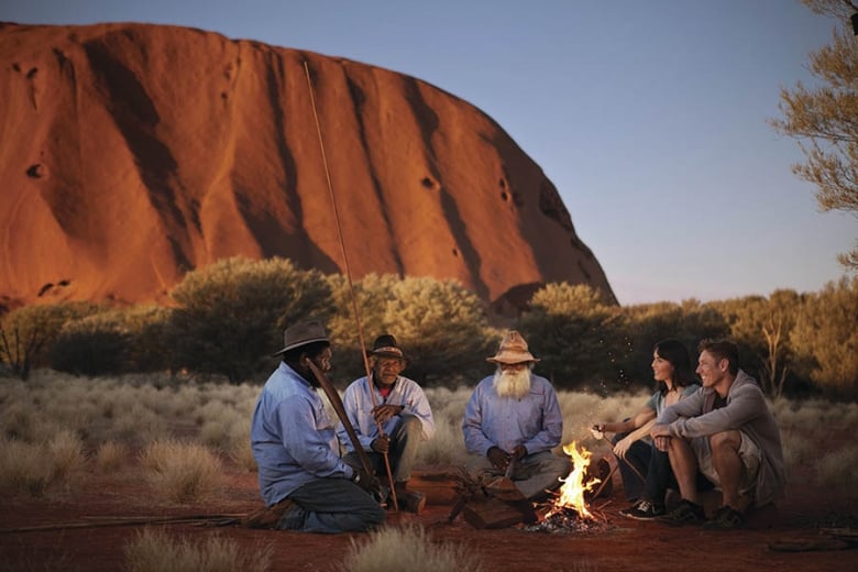 Around the campfire at Uluru | Photo credit Australia Tourism and James Fisher