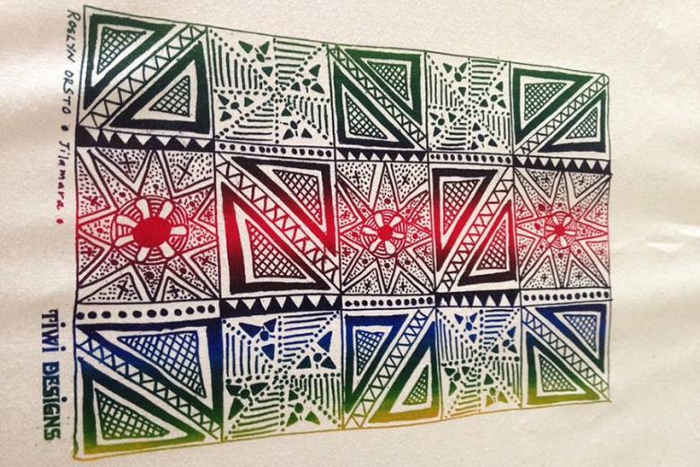 Check out Becky's very own attempt at traditional Tiwi textiles!